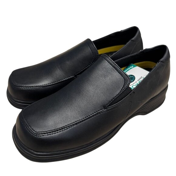 NWOB Safetrax Womens 7.5 Black Leather Slip-On Dress Shoes With PORON Insoles & - Picture 8 of 13